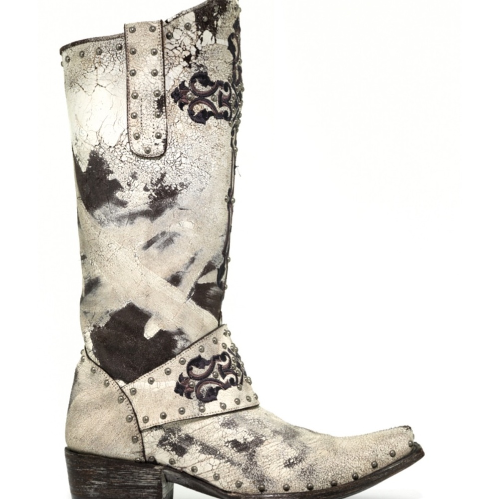 Old Gringo Women's Krusts 13" Silver and Chocolate Studded Leather Boots - Picture 7 of 12